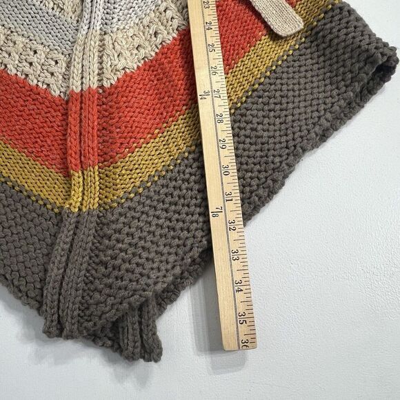 Vertigo Hooded Cardigan Womens Small Colorblock Tan Weekend Crochet Sweater Coat - Picture 13 of 13